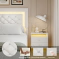 thumbnail image 5 of 4 EVER WINNER Full Size Floating Bed Frame with LED Lights, Upholstered Platform Bed Frame with Diamond Tufted Headboard, White Full Size Bed Frame, White, 5 of 8