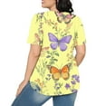 thumbnail image 4 of Odbmxy T-Shirt Women Summer Short Sleeve Womens Tops Trendy Dressy Daily Leisure Butterfly Print Comfortable Tops,Yellow 2XL, 4 of 6