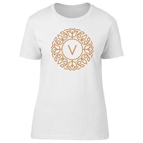 Floral Spring Letter V T-Shirt Women -Image by Shutterstock, Female Medium