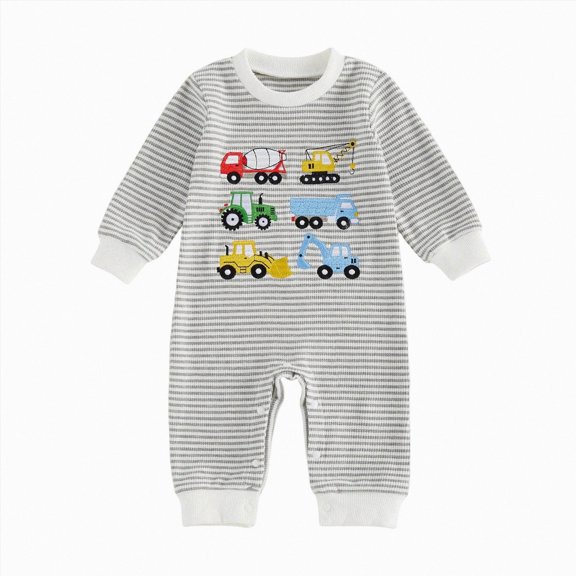 Wonitaaizi Baby Boy Fall Clothes Newborn Winter Outfit Jumpsuit Long Sleeve Romper Onesie (3-6 Months,Grey)