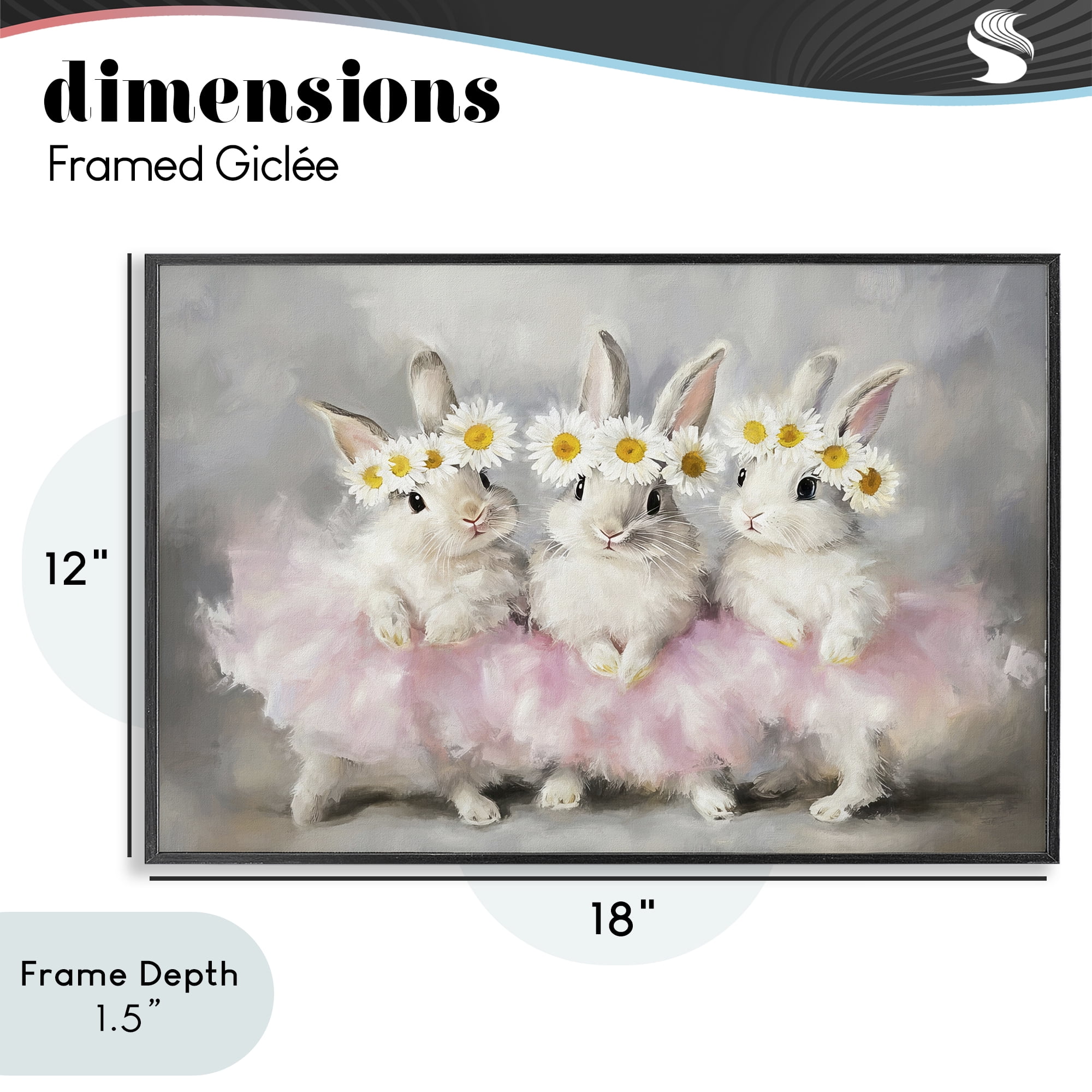 Stupell Industries Dancing Bunnies in Tutus Black Framed Giclee Art, design by Tina LeCour