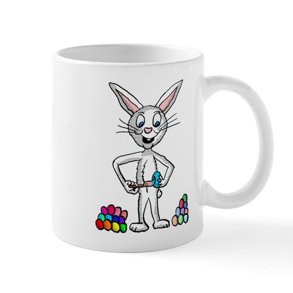 CafePress - Easter Bunny Painting Eggs Mugs - 11 oz Ceramic Mug - Novelty Coffee Tea Cup