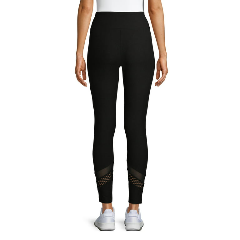 No Boundaries Juniors' High Rise Ankle Leggings with Double Mesh