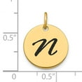 thumbnail image 2 of 14k Yellow Gold Polished Black Epoxy Finish Letter N Initial Disk Shape Charm Pendant, 2 of 2