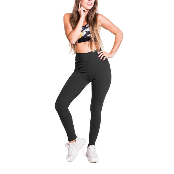 Avamo Ladies Leggings High Waist Yoga Pants Elastic Waisted Bottoms Stretch  Tights Gym Trousers Dark Gray L