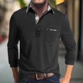 thumbnail image 2 of Men's Spring And Autumn Solid Color T-shirt Lapel 3 Button Open Placket Button Long Sleeved Top M, 2 of 6