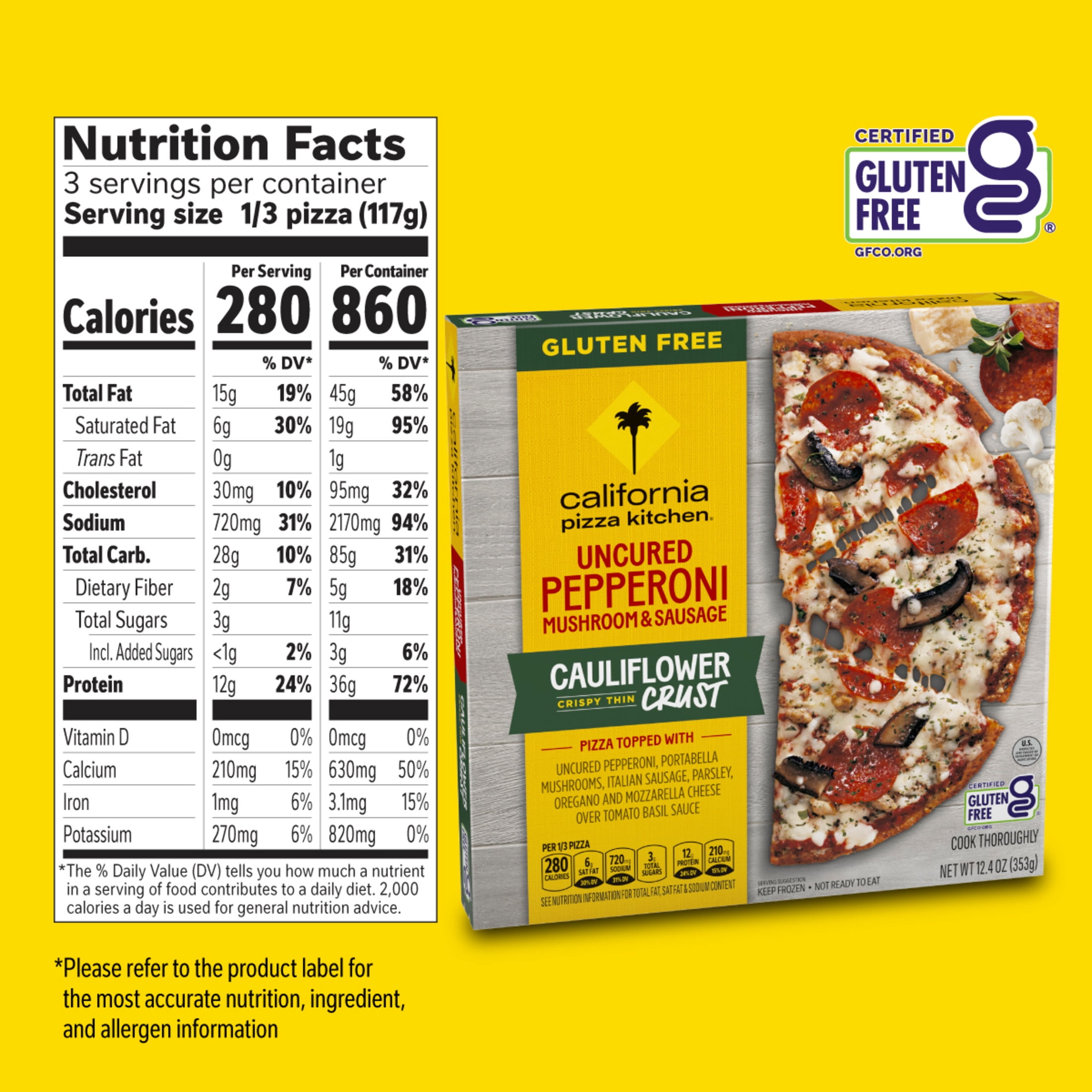 California Pizza Kitchen Cauliflower Crust Pizza with Tomato Basil Sauce, 12.4 oz (Frozen)