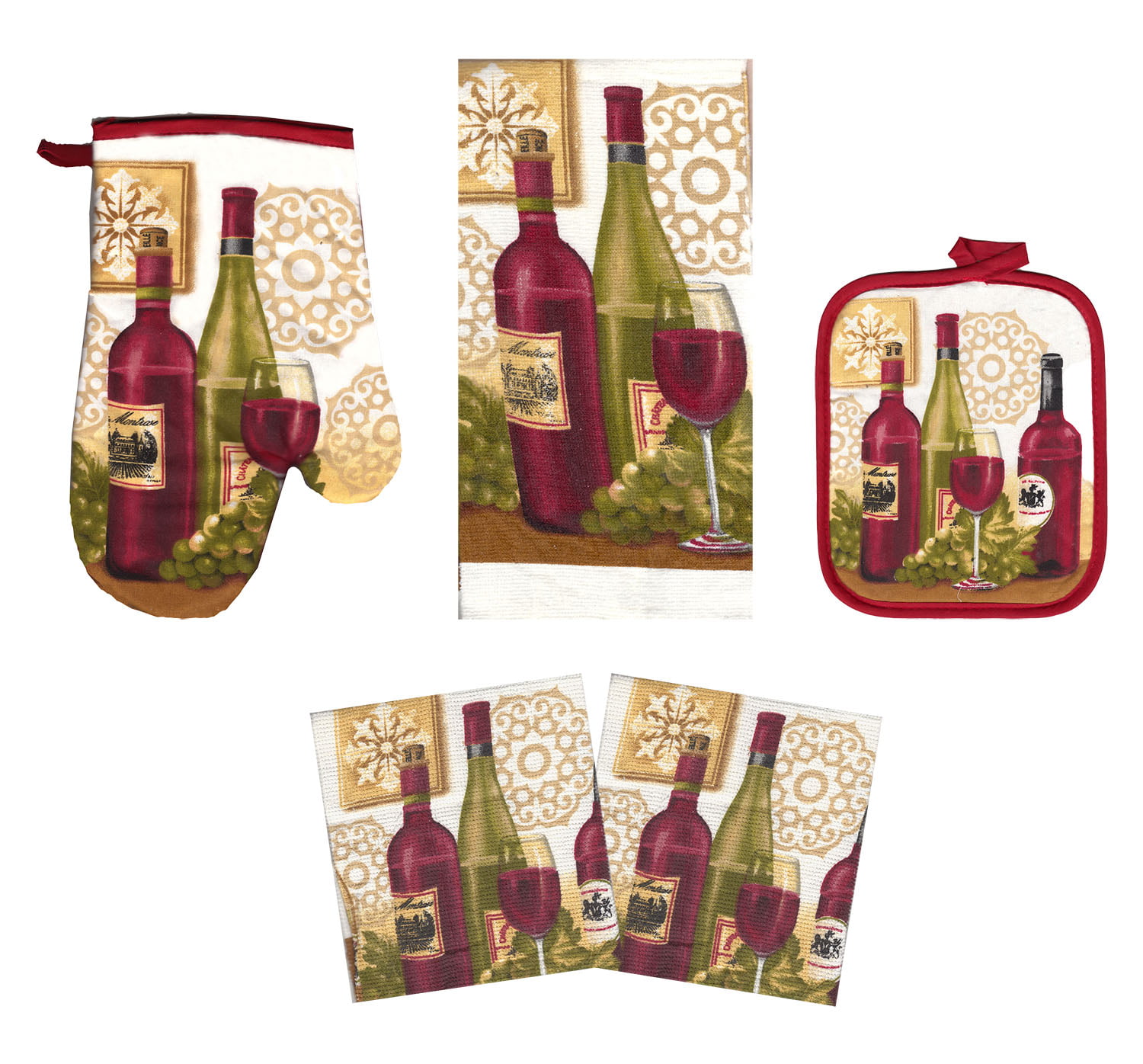 Details about   5Piece Wake Up And Smell The Coffee 2 Decor Potholders 1 Oven mitt 2 Towels set 