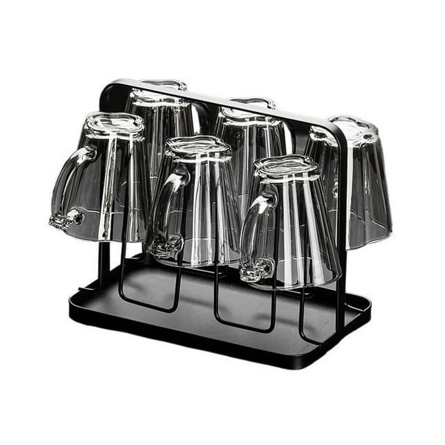 Juego de 6 vasos de agua de vidrio con asas y soportes, juego de tazas de vidrio con forma de flor de 7 oz.