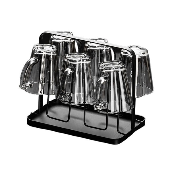 Juego de 6 vasos de agua de vidrio con asas y soportes, juego de tazas de vidrio con forma de flor de 7 oz.