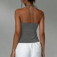 thumbnail image 6 of Women's Sleeveless Halter Tops 2026 Summer Ruched Ring Solid Tank Tops, Asymmetrical Handkerchief Hem Slim Fit Backless Going Out Blouse Party Clubwear Vacation Outfits, 6 of 6