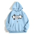 thumbnail image 1 of MKLEKYY Pull Bleu Clair pour Femmes Imprimé Alphabet Mode Cool Automne Hiver Manches Longues Pull à Capuche avec Cordon, 1 of 1