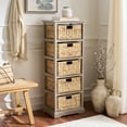 thumbnail image 2 of SAFAVIEH Vedette Country Nautical 5 Wicker Basket Storage Tower, Vintage White, 2 of 15