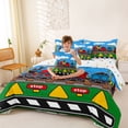 thumbnail image 3 of Erosebridal Train Full Size Bedding Sets, Steam Engine Full Size Bed in a Bag, Green Cartoon, Polka Dots Reversible 7pcs, 3 of 6
