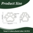 thumbnail image 2 of 1 Set 20Pcs 2 Colors 304 Stainless Steel Hollow Connector Charms Paw Print Links Golden & Stainless Steel Color 15x19x1mm Hole: 1.4mm 10pcs/colors, 2 of 6