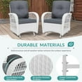 thumbnail image 7 of MEETWARM Patio Wicker Rocking Glider Set, All-Weather Outdoor Rattan Patio Rocking Chairs of 2, Patio Conversation Set with Thickened Cushions for Porch Garden & Backyard, White Wicker/Grey, 7 of 7