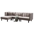Aukfa Velvet Sectional SofaModern Futon Sofa SleeperLight Grey