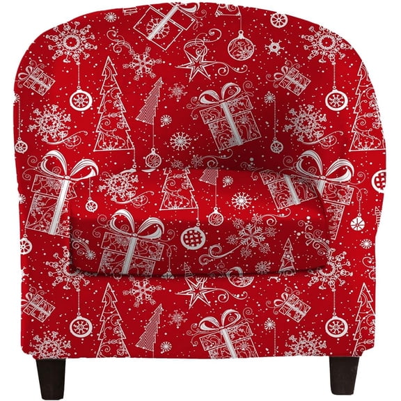 2 Piece Club Chair Slipcover Stretch Barrel Chair Covers Merry Christmas Tub Chair Slipcovers Soft Armchair Covers Removable Furniture Protector Arm Chair Cover for Living Room,01
