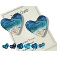 thumbnail image 1 of Corazón de bolsillo de vidrio para playa, adorno de corazón de vidrio oceánico hecho a mano fusionado con mar natural, ficha de bolsillo de corazón de vidrio fusionado, mini ficha linda y duradera con, 1 of 7
