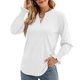 thumbnail image 1 of Blusa Cuello En V Puños Con Volantes Manga Larga Color Puro Tops Casuales De Moda Para Mujer Blanco XL, 1 of 6