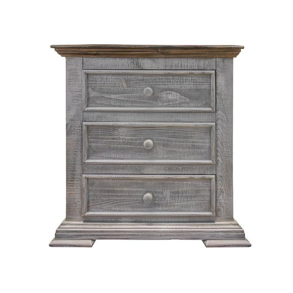HomeRoots 32" Gray Three Drawer Nightstand
