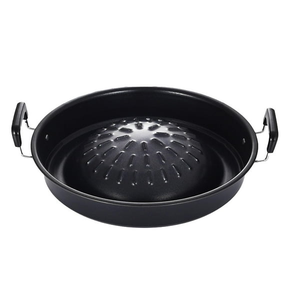 Estufa de camping, parrilla, sartén doméstica, revestimiento antiadherente, barbacoa redonda coreana para exteriores. Negro 35cm