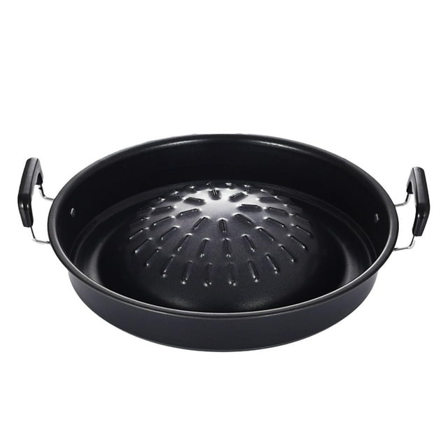 Poêle à Griller de Camping pour Cuisine Coréenne Extérieure Barbecue Poêle à Rôtir Noire 30cm