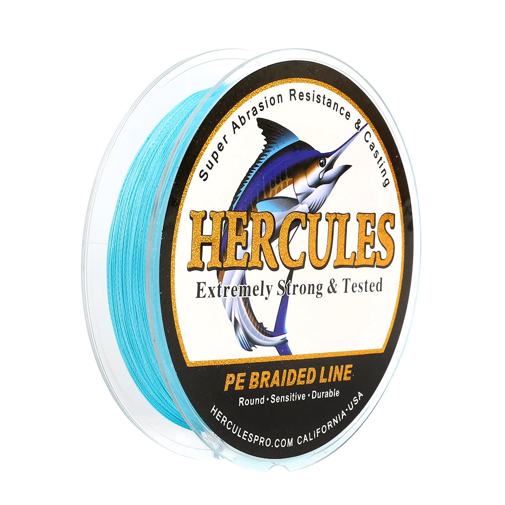 HERCULES Super Strong 1000M 1094 Yards Braided Fishing Line 8 LB Test for Saltwater Freshwater PE Braid Fish Lines 4 Strands - Blue, 8LB (3.6KG), 0.10MM
