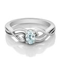 thumbnail image 2 of Gem Stone King 925 Sterling Silver Sky Blue Aquamarine Ring for Women (0.43 Cttw, Oval 6X4MM, Available 5,6,7,8,9), 2 of 4