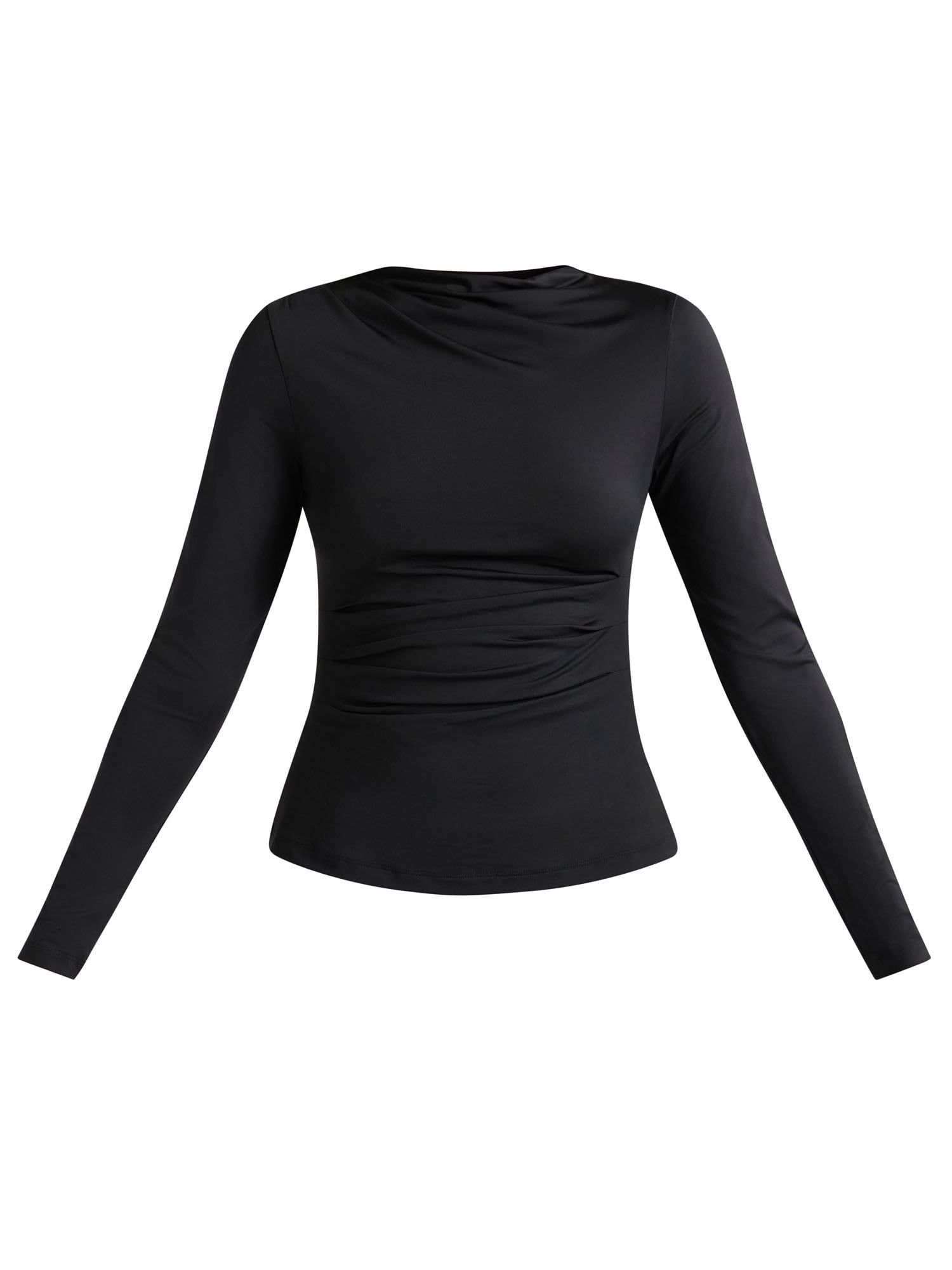 Scoop Women's Side Pleated Top with Long Sleeves, Sizes XS-XXL
