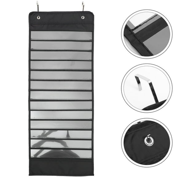 PAMINGONO Hanging Paper Organizer Schedule Pocket Hanger Black 1Set