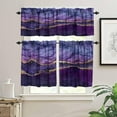 thumbnail image 3 of Purple Gold Marble Valances Set for Kitchen, Purple Gold Abstract Marble Texture Modern Luxury Home Decor Rod Pocket Window Drapes for Living Room Dining Room Office 52x18 Inch + 27x24 Inch X 2, 3 of 5
