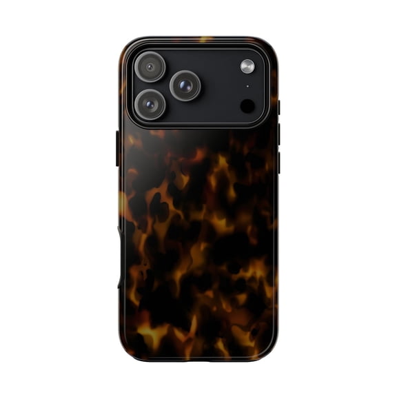 Tortoise Shell Tough Phone Case for iPhone 7 to 17 Pro Max, Glossy Shockproof Dual Layer Protective Cover, Wireless Charging Gift for Style Lovers