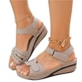 thumbnail image 2 of Domuza Orthopedic Casual Sandals for Women Arch Support Flat Wedge Sandals Wide Width Slip on Non Slip Beach Slippers Beach Vacation 2026 Foam Shoes Beige 10（EU-43）, 2 of 7