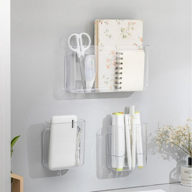 1pc Transparent Multifunctional Storage Shelf Suitable For Student  Dormitory Bathroom, Refrigerator Side Door Organizer, Wall-mounted Kitchen  Wash Station Storage Cabinet, Wall-mounted Comb & Makeup Brush Holder,  Traceless