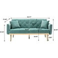 thumbnail image 2 of FFH Convertible Futon Sofa Bed, Velvet Upholstered Sleeper Sofa Loveseat, Mint Green, 2 of 8