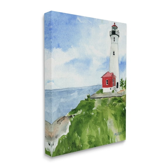 Stupell Industries Beach Cliff Lighthouse Ocean Overlook Landscape Canvas Wall Art, 16 x 20, Design by Melissa Hyatt LLC
