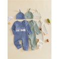 thumbnail image 4 of Cjfdfy Newborn Baby Boy Girl Fall Outfit Auntie's Lil Dude Letter Embroidery Ribbed Long Sleeve Romper And Hat Set Infant Cute Coming Home Outfit 0-9 Months, 4 of 9