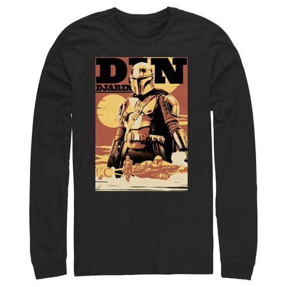 Men's Star Wars: The Book of Boba Fett Din Djarin Poster Long Sleeve Shirt Black Small