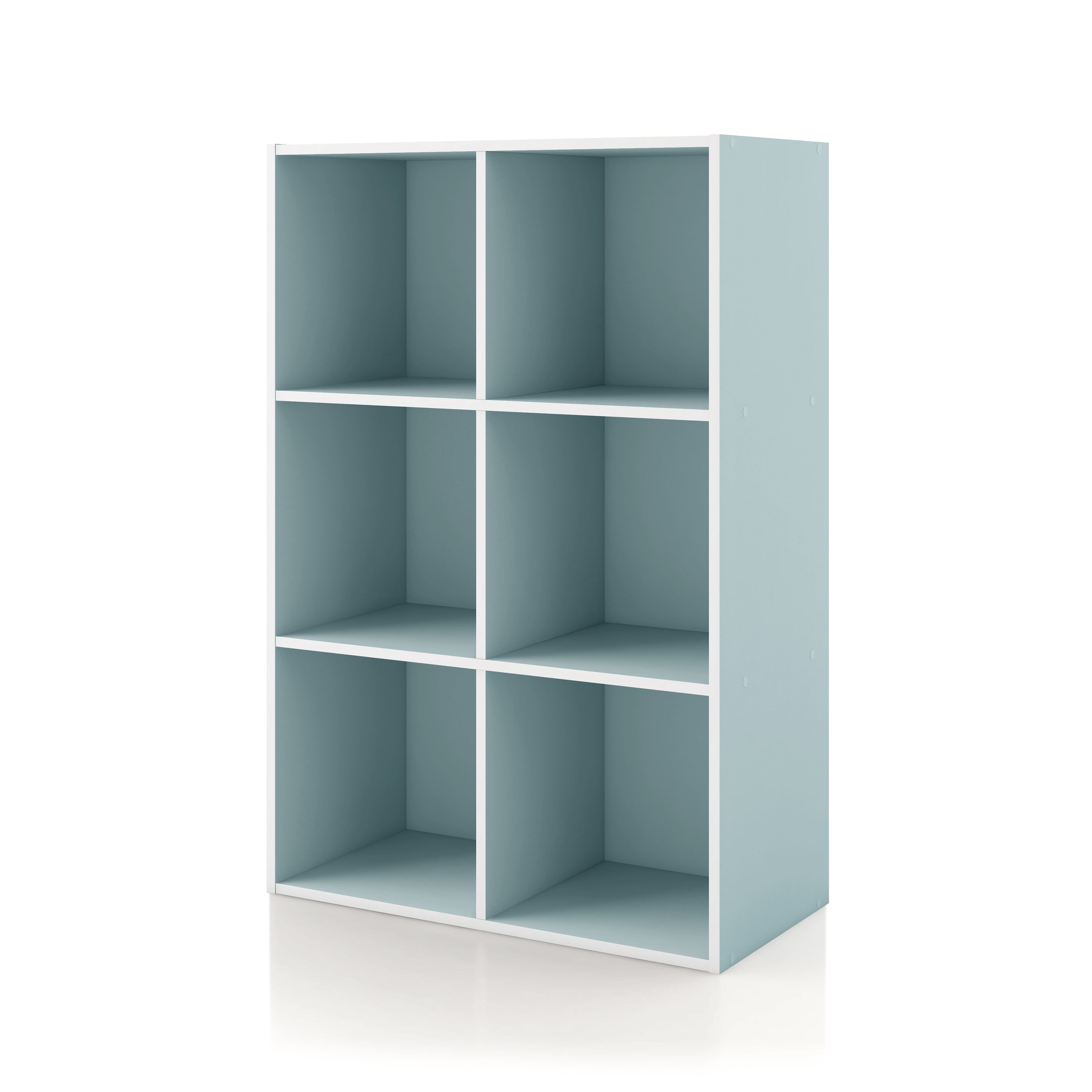 Join Stackable 6-Cube Wood Light Blue Playroom Bookcase