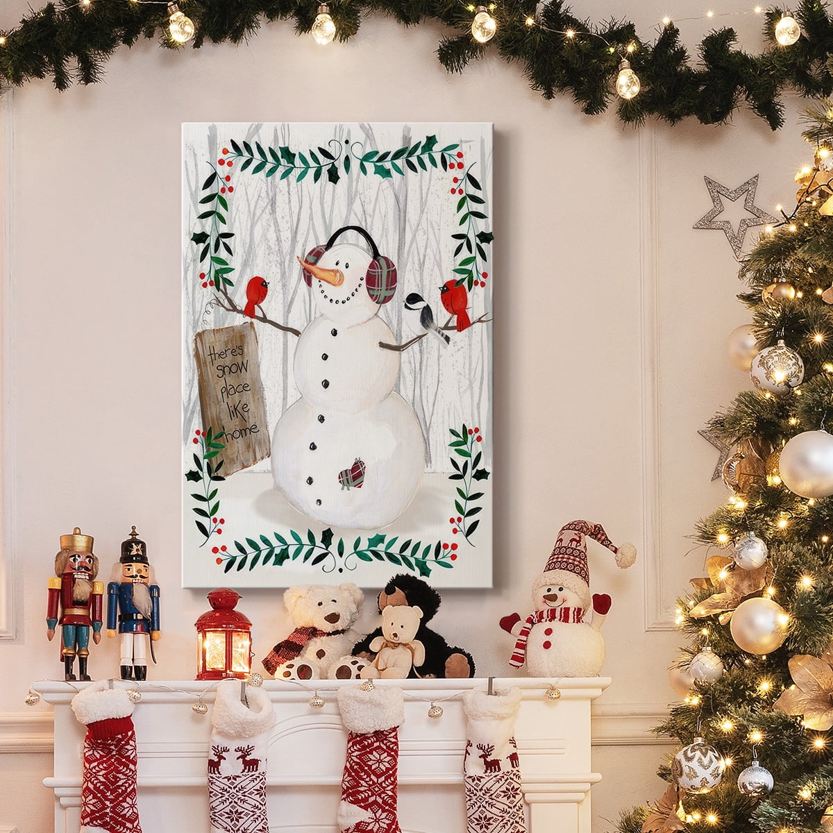 Folk Snowman Forest II- Gallery Wrapped Canvas