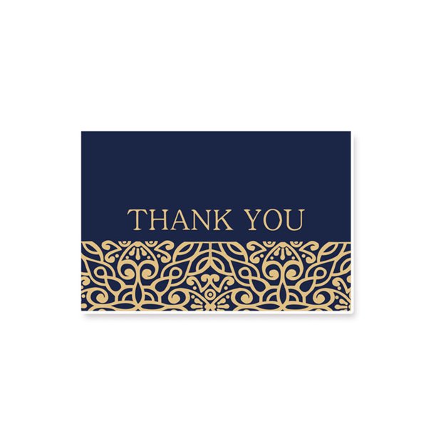 Thank You Cards Bulk Notes Navy Blue & Gold Blank Note