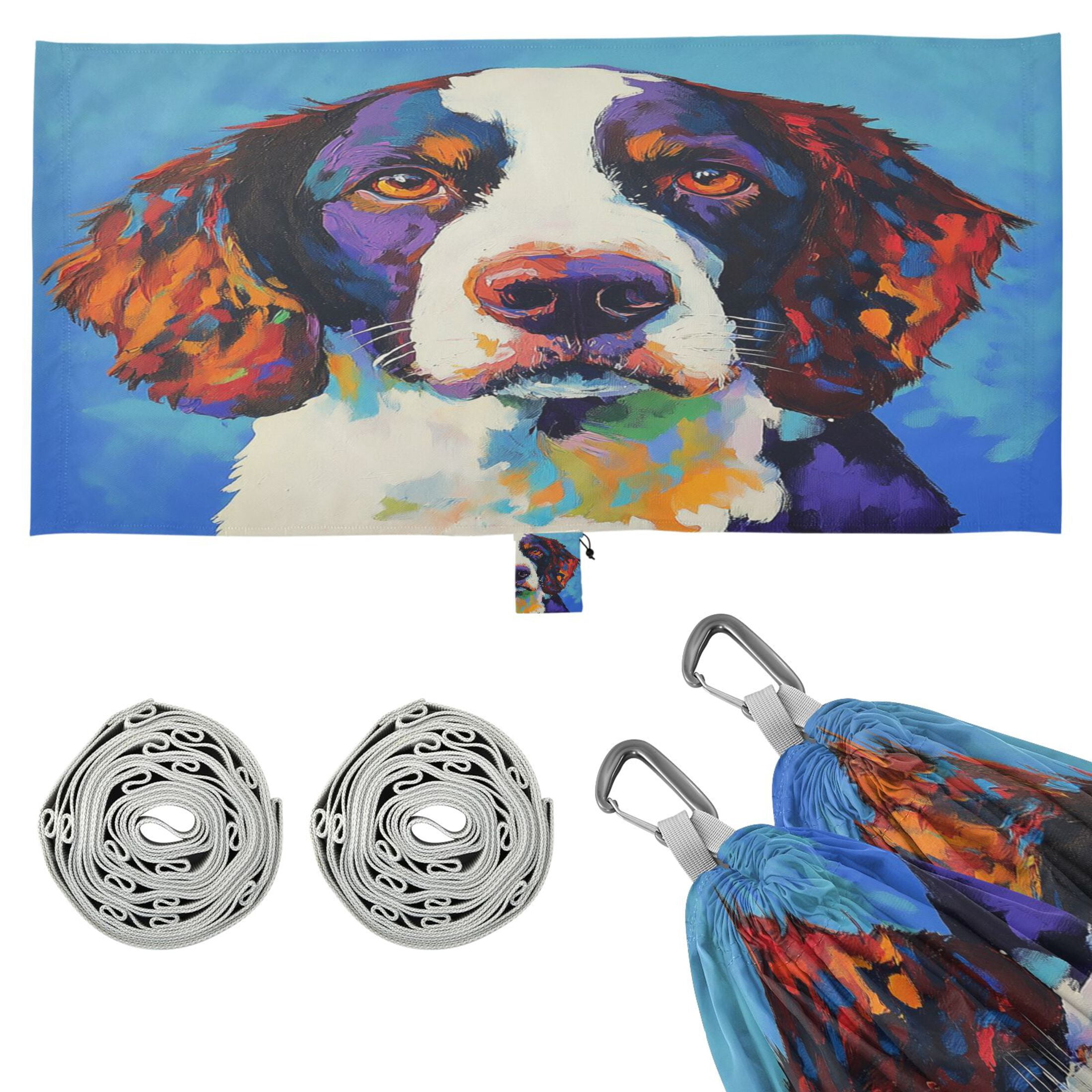 Hammock Camping Hammock Nylon Portable Hammock Travel Camping Hammock Color Oil Painting Dog