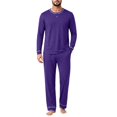 thumbnail image 2 of HAJWOH Mens Pajamas Set Long Sleeve Sleepwear Crew Neck 2 Piece Loungewear Nightshirt Top & Pants with Pockets, 2 of 5