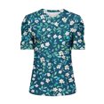 thumbnail image 4 of QQAMB Women Casual T-Shirts Plus Size Floral Printed Trendy V-Neck Short Sleeve Loose T-Shirt Blouse Tops Multicolor S, 4 of 5
