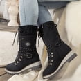 thumbnail image 5 of Dakaela Womens Combat Boots Mid Calf Winter Snow Boot with Side Zipper Lace up Lug Sole Low Wedge Motorcycle Outdoor Casual Shoes, 5 of 8