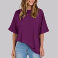 thumbnail image 5 of Women's T-Shirts Sevevn Women's Casual Crewneck Short-Sleeved Solid Color Loose Short Loose T-Shirt, 5 of 8