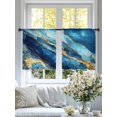 thumbnail image 4 of Abstract Art Sheer Curtains 54 Inches Long 2 Panels Gold Blue Water Ripple Gradient Marbling Light Filtering Semi Sheer Window Curtains Drapes for Bedroom Living Room 52"x54", 4 of 7