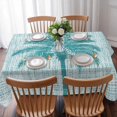 thumbnail image 3 of Teal Palm Tree Table Cloth Waterproof Tablecloths, Tropical Summer Coastal Vintage Turquoise Tablecloth Dining Table Cover for Kitchen Party Tabletop Outdoor, Rectangle Tablecloth 52x70 Inch, 3 of 9