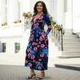 thumbnail image 3 of FKELYI Pink Hibiscus Flower Turtle Print Women's Fall Long Sleeve Dress Casual Maxi Dress with Pocket Flowy Tiered Waist Long Dresses for SSpring Winter, XL, 3 of 6